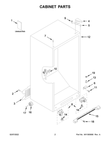 Part Location Diagram of W11510230 Whirlpool Tech sheet