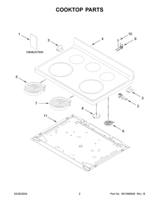 Cooktop Parts Diagram and Parts List for WFE505W0JS4  Whirlpool Range