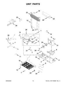Unit Parts Diagram and Parts List for WRF555SDHB10  Whirlpool Refrigerator