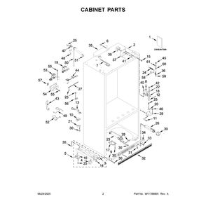Cabinet Parts Diagram and Parts List for KBFN502EBS06  KitchenAid Refrigerator