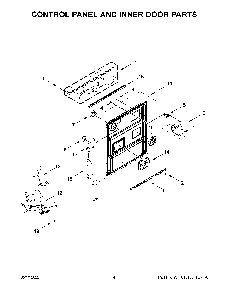 Control Panel And Inner Door Parts Diagram and Parts List for KDPM604KPS1  KitchenAid Dishwasher