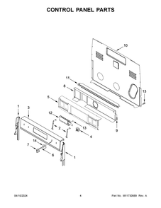Control Panel Parts Diagram and Parts List for WFE775H0HB5  Whirlpool Range