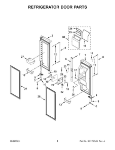 Refrigerator Door Parts Diagram and Parts List for KRFF577KPS03  KitchenAid Refrigerator