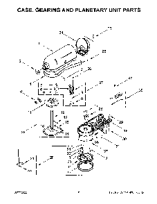 Case, Gearing And Planetary Unit Parts Diagram and Parts List for 5KSM195PSACU0  KitchenAid Mixer
