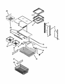 Shelf Parts Diagram and Parts List for GB9FHDXWQ07  Whirlpool Refrigerator
