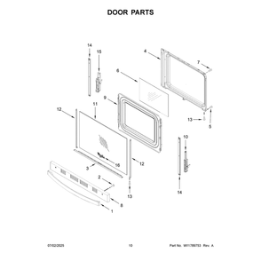 Door Parts Diagram and Parts List for WFGS4530SZ0  Whirlpool Range