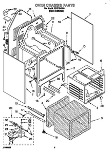 Oven Chassis Diagram and Parts List for GHSP84900  Whirlpool Range