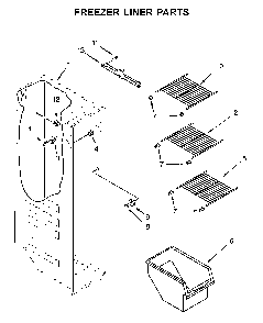 Freezer liner parts Diagram and Parts List for WRS331SDHB02  Whirlpool Refrigerator