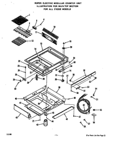 Main Top Diagram and Parts List for 21E2X0E  Roper Range