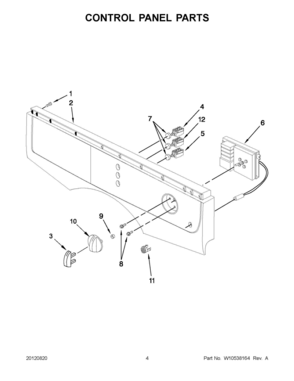 02 - CONTROL PANEL PARTS Diagram and Parts List for YMED7500YW0  Whirlpool Dryer