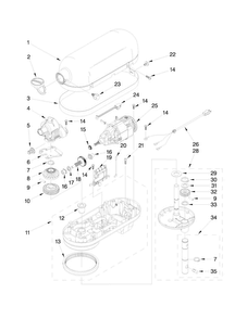 Case, Gearing And Planetary Parts Diagram and Parts List for 4KV25H0XBU5  KitchenAid Mixer