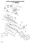MOTOR AND ICE CONTAINER PARTS Diagram and Parts List for KSBP25FKSS00  KitchenAid Refrigerator