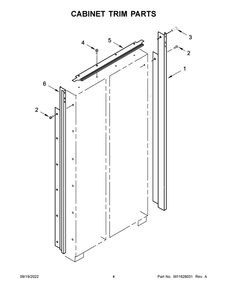 Cabinet Trim Parts Diagram and Parts List for KBSN708MPA00  KitchenAid Refrigerator