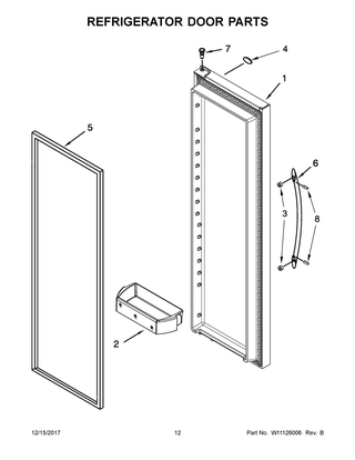 Refrigerator Door Parts Diagram and Parts List for WRS588FIHV00  Whirlpool Refrigerator