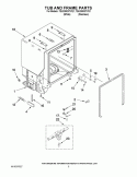 TUB AND FRAME PARTS Diagram and Parts List for 7GU2300XTVQ1  Whirlpool Dishwasher
