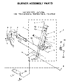 Burner assembly parts Diagram and Parts List for 8TWGD8620HW0  Whirlpool Dryer