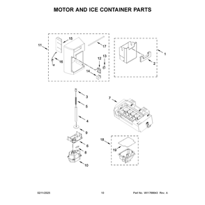 Motor And Ice Container Parts Diagram and Parts List for WRSC6536RZ00  Whirlpool Refrigerator