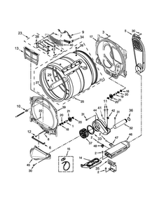 Bulkhead Parts Diagram and Parts List for WED8000DW2  Whirlpool Dryer