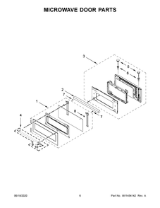 Microwave Door Parts Diagram and Parts List for KOCE500EBS11  Whirlpool Microwave Oven Combo