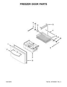Freezer Door Parts Diagram and Parts List for WRF555SDHV00  Whirlpool Refrigerator