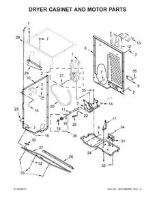 Dryer Cabinet And Motor Parts Diagram and Parts List for WET4027EW1  Whirlpool Washer Dryer Combo