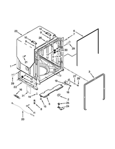 Tub And Frame Parts Diagram and Parts List for 7WDT950SAYM3  Whirlpool Dishwasher