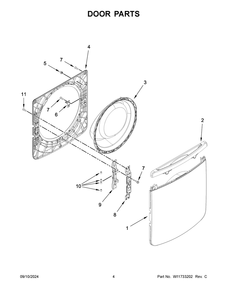 03 - Door Parts Diagram and Parts List for MFW7020RU0  Whirlpool Washer