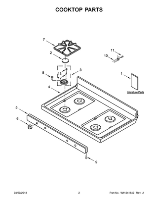 Cooktop Parts Diagram and Parts List for WFG510S0HS0  Whirlpool Range