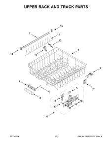 Upper Rack And Track Parts Diagram and Parts List for KDTM404KPS3  KitchenAid Dishwasher