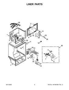 Liner Parts Diagram and Parts List for WRT311FZDT02  Whirlpool Refrigerator