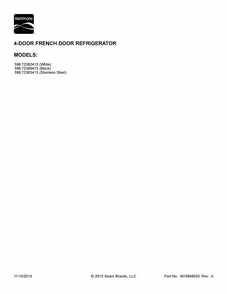 Cover Sheet Diagram and Parts List for 59672383413  Kenmore Refrigerator
