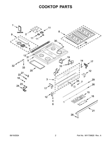 02 - Cooktop Parts Diagram and Parts List for WEG750H0HB6  Whirlpool Range