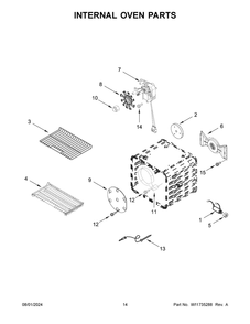 08 - Internal Oven Parts Diagram and Parts List for KFGC506JYP07  Whirlpool Range