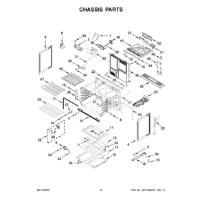 Chassis Parts Diagram and Parts List for KSGS530SPS0  KitchenAid Range