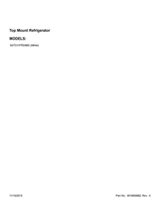 Cover Sheet Diagram and Parts List for 5GT311FFEW00  Whirlpool Refrigerator