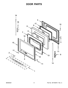 Door Parts Diagram and Parts List for WFE515S0JW1  Whirlpool Range