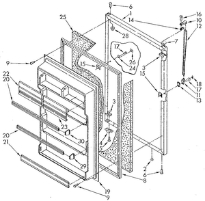 Refrigerator Door Diagram and Parts List for ET20NKXSG11  Whirlpool Refrigerator