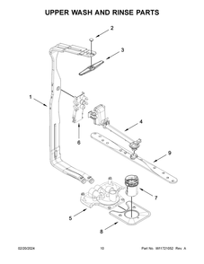 Upper Wash And Rinse Parts Diagram and Parts List for KDFE104KPS3  KitchenAid Dishwasher