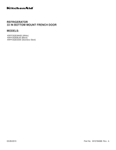 Cover Sheet Diagram and Parts List for KRFF302EBL00  KitchenAid Refrigerator