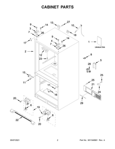 Cabinet Parts Diagram and Parts List for WRF535SWHZ07  Whirlpool Refrigerator