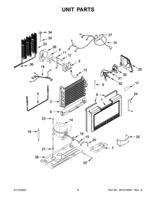 Unit Parts Diagram and Parts List for WRR56X18FW03  Whirlpool Refrigerator