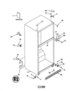 Cabinet Diagram and Parts List for ET21MMXJT01  Whirlpool Refrigerator