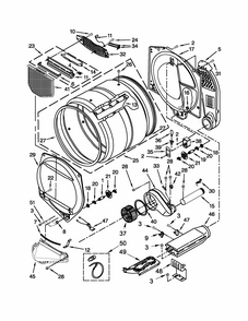 Bulkhead Parts Diagram and Parts List for 110C66112310  Kenmore Dryer