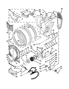 Bulkhead Parts Diagram and Parts List for WGD97HEDU1  Whirlpool Dryer