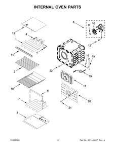 Internal Oven Parts Diagram and Parts List for JJW2827IM01  Whirlpool Wall Oven