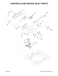 Controls And Water Inlet Parts Diagram and Parts List for ITW4671EW0  Inglis Washer