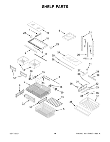 Shelf Parts Diagram and Parts List for MFF2558FEZ08  Whirlpool Refrigerator