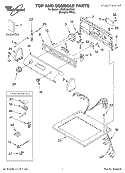 TOP AND CONSOLE PARTS Diagram and Parts List for 3XLEC8647KQ1  Whirlpool Dryer