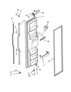 Freezer Door Diagram and Parts List for KSRS22QGBT0  KitchenAid Refrigerator