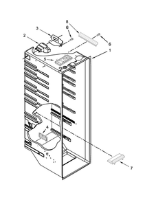 Refrigerator Liner Parts Diagram and Parts List for 8WRS25KNBF00  Whirlpool Refrigerator